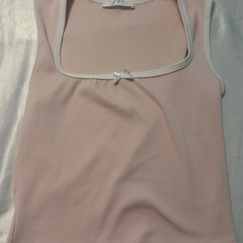 Gaze Pink Tank Top with White Trim
